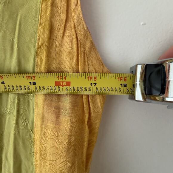 Boho Patchwork Silk Slip Dress Yellow Green Orange Floral Embroidery Festival M - Picture 6 of 7